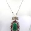 Antique Carved Chrysoprase Pendant on chain