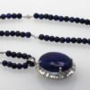 Lapis & Diamond Pendant 18K Beaded Lapis Chain - Lapis & Diamond Pendant 18K Beaded Lapis Chain - laying flat entire