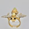 Opal Diamond Sapphire Articulated Bee Ring - front