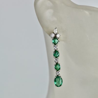 Emerald Drop Dangle Earrings 18K