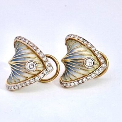 Masriera Plique a Jour Earrings 18K