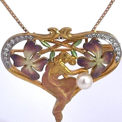 Masriera Plique a Jour Pendant Necklace 18K