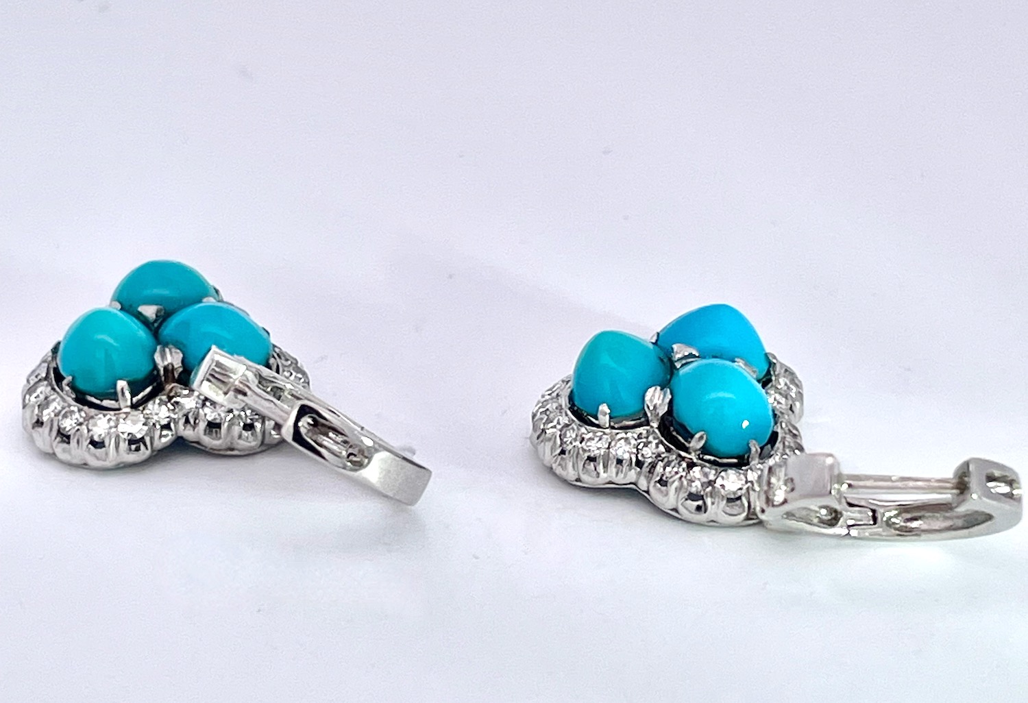 18K Persian Turquoise Earrings with Diamonds