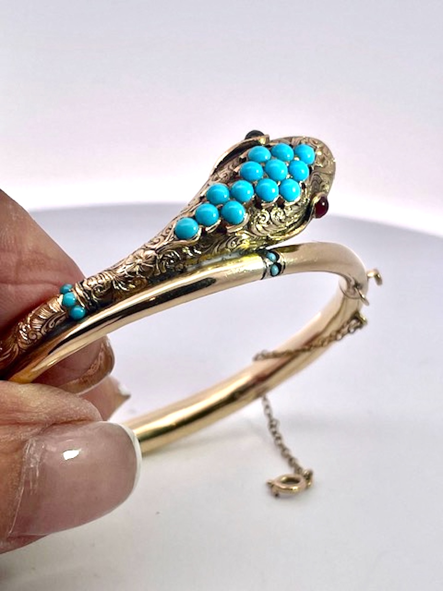14K Yellow Gold Turquoise Snake bracelet