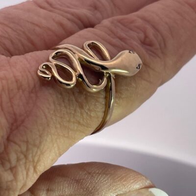 Simple Yellow Gold Snake Ring 14K