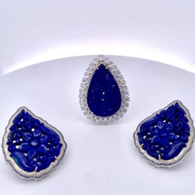 Carved Lapis Moonstone Ring