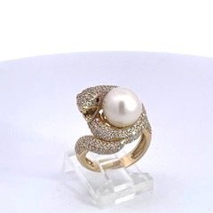 Pearl Diamond Snake ring